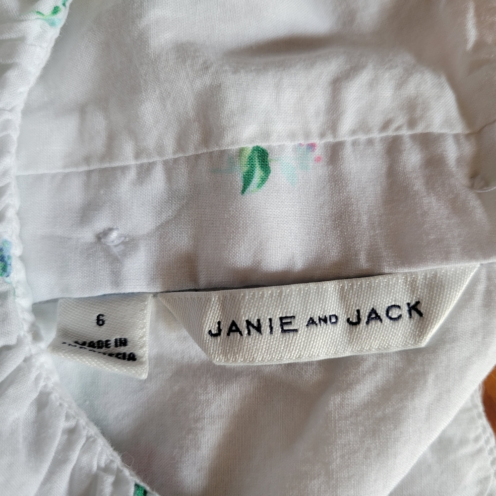 Jack & Janie Girl's Ditsy‎ Floral Puff Sleeve Spring Poplin White Top 6 - Picture 10 of 11